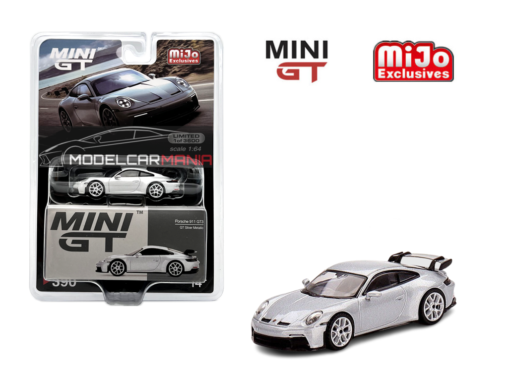 1:64 Mini GT #390 Porsche 911 (992) GT3 GT Silver Metallic Limited Edition mgt00390