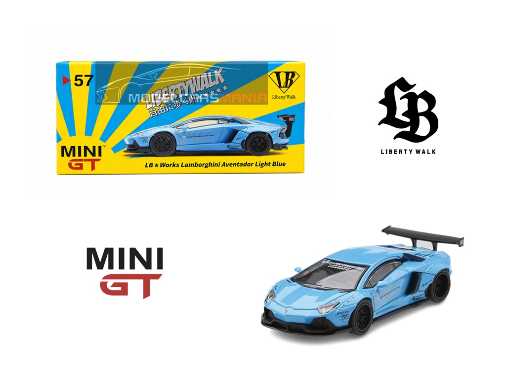 1:64 Mini GT #57 LB★WORKS Lamborghini Aventador Light Blue Limited Edition MGT00057