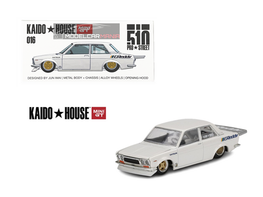 1/64 Kaido House x Mini GT Datsun 510 Pro Street GREDDY Pearl White Limited Edition KHMG016 (SEALED)