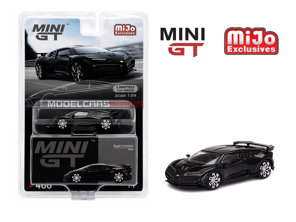 1:64 Mini GT #466 Bugatti Centodieci Black Limited Edition mgt00466