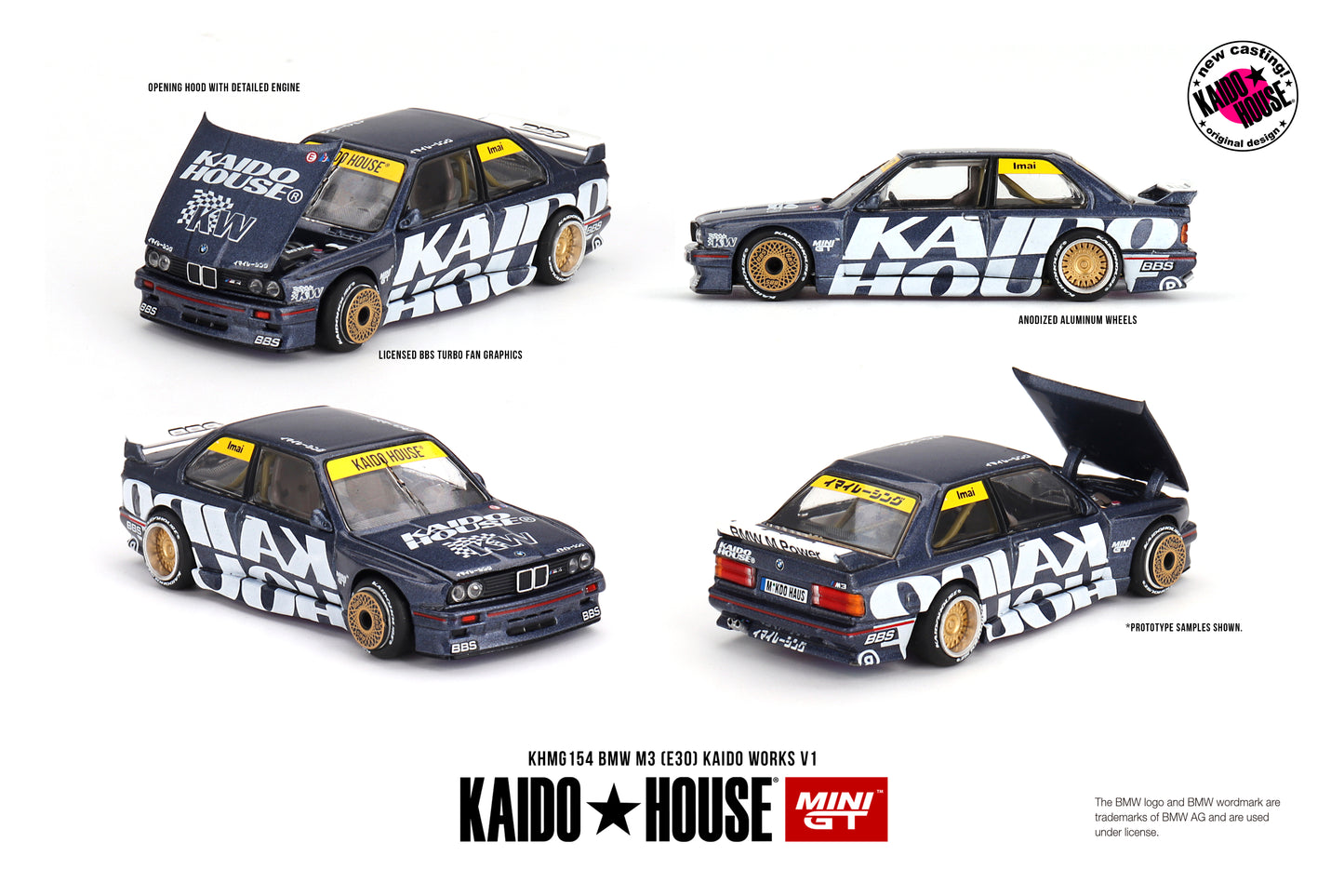 1/64 Kaido House x Mini GT BMW M3 (E30) Kaido Works V1 Dark Blue Limited Edition KHMG154 SEALED