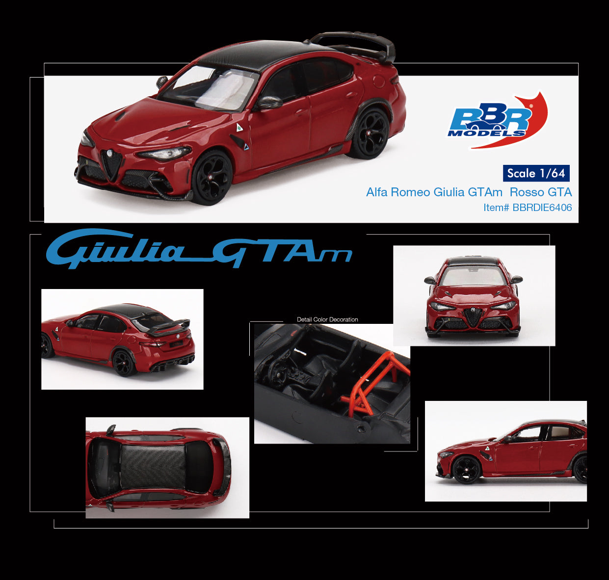 1/64 BBR Models Alfa Romeo Giulia GTAm Rosso GTA Limited Edition BBRDIE6406