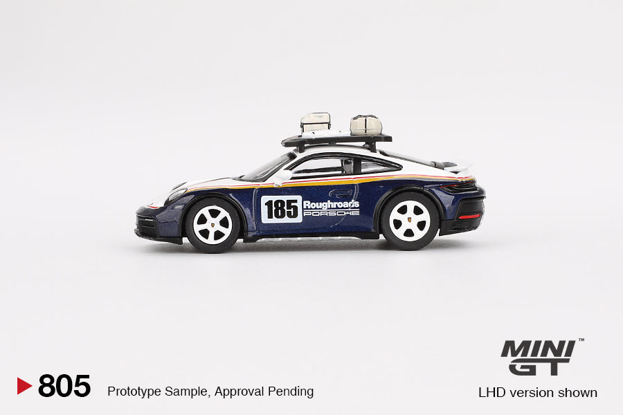 1/64 Mini GT #805 Porsche 911 Dakar Rallye Design Package White/Gentian Blue Metallic Limited Edition mgt00805