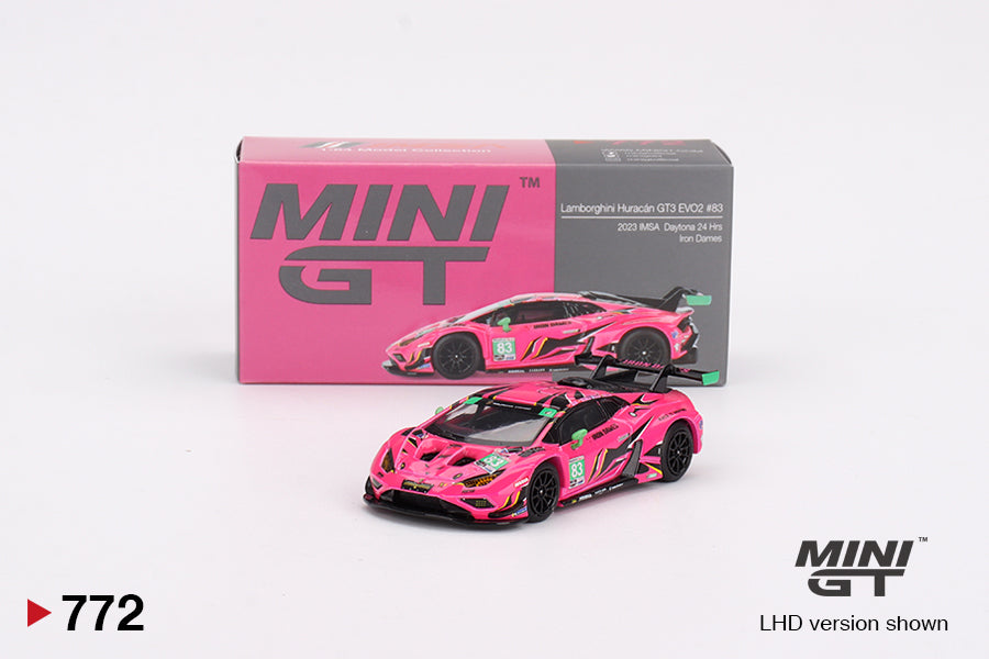 1:64 Mini GT #772 Lamborghini Huracan GT3 EVO2 #83 Iron Dames IMSA 2023 Daytona 24 Hrs Limited Edition mgt00772