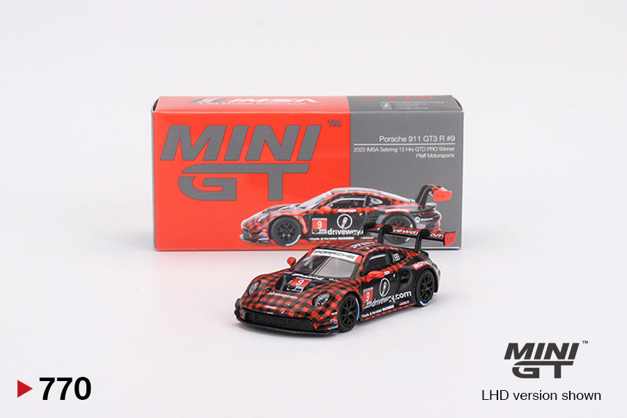 1/64 Mini GT#770 Porsche 911 GT3 R #9 GTD PRO Pfaff Motorsports IMSA 2023 Sebring 12 Hrs. Winner  mgt00770