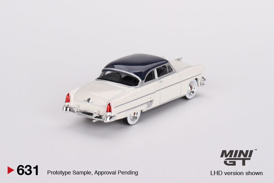 1/64 Mini GT #631 Lincoln Capri 1954 – Arctic White / Atlantic Blue Limited Edition mgt00631