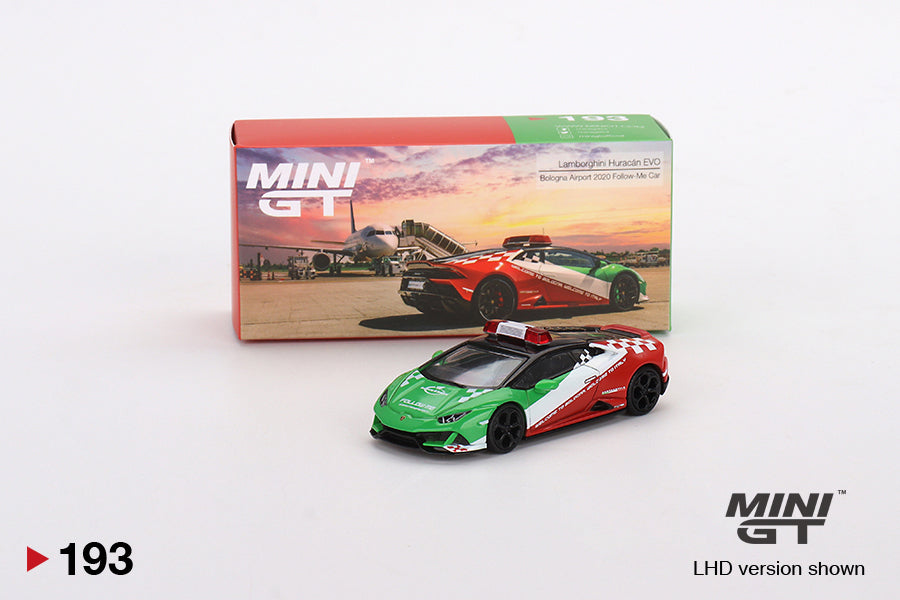 1:64 Mini GT #193 Lamborghini Huracán EVO Bologna Airport 2020 Follow-Me Car Limited Edition MGT00193