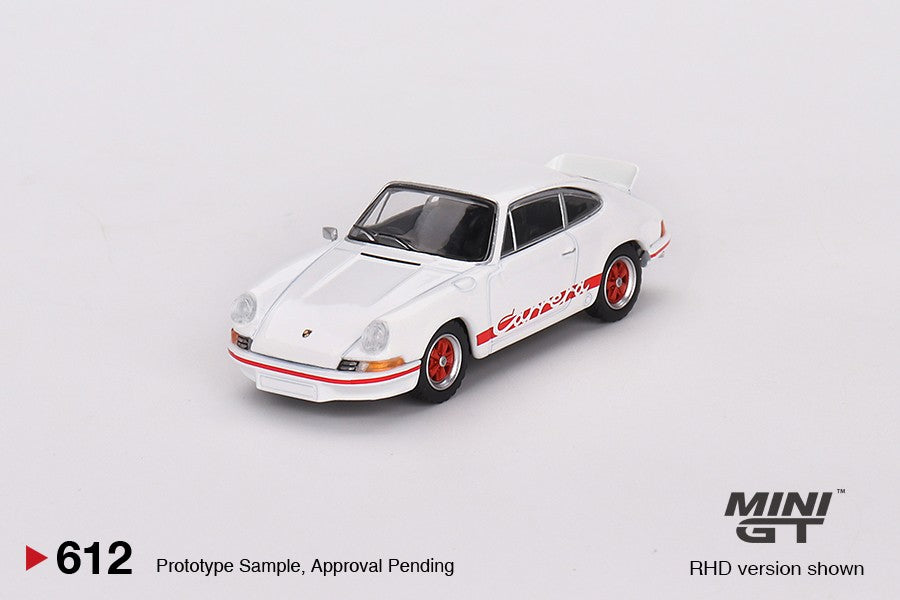 1/64 MINI GT #612 Porsche 911 Carrera RS 2.7 Grand Prix White with Red Livery Limited Edition mgt00612