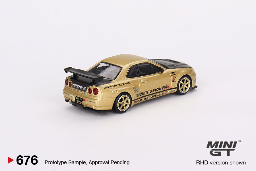 1:64 Mini GT#676 Nissan Skyline GT-R (R34) Top Secret Gold Japan Exclusive Limited Edition MGT00676