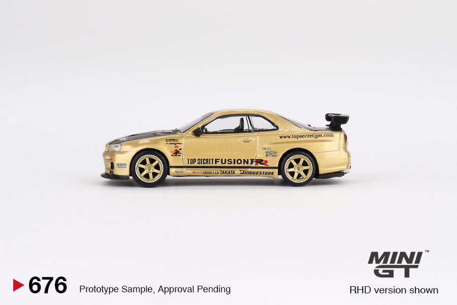 1:64 Mini GT#676 Nissan Skyline GT-R (R34) Top Secret Gold Japan Exclusive Limited Edition MGT00676