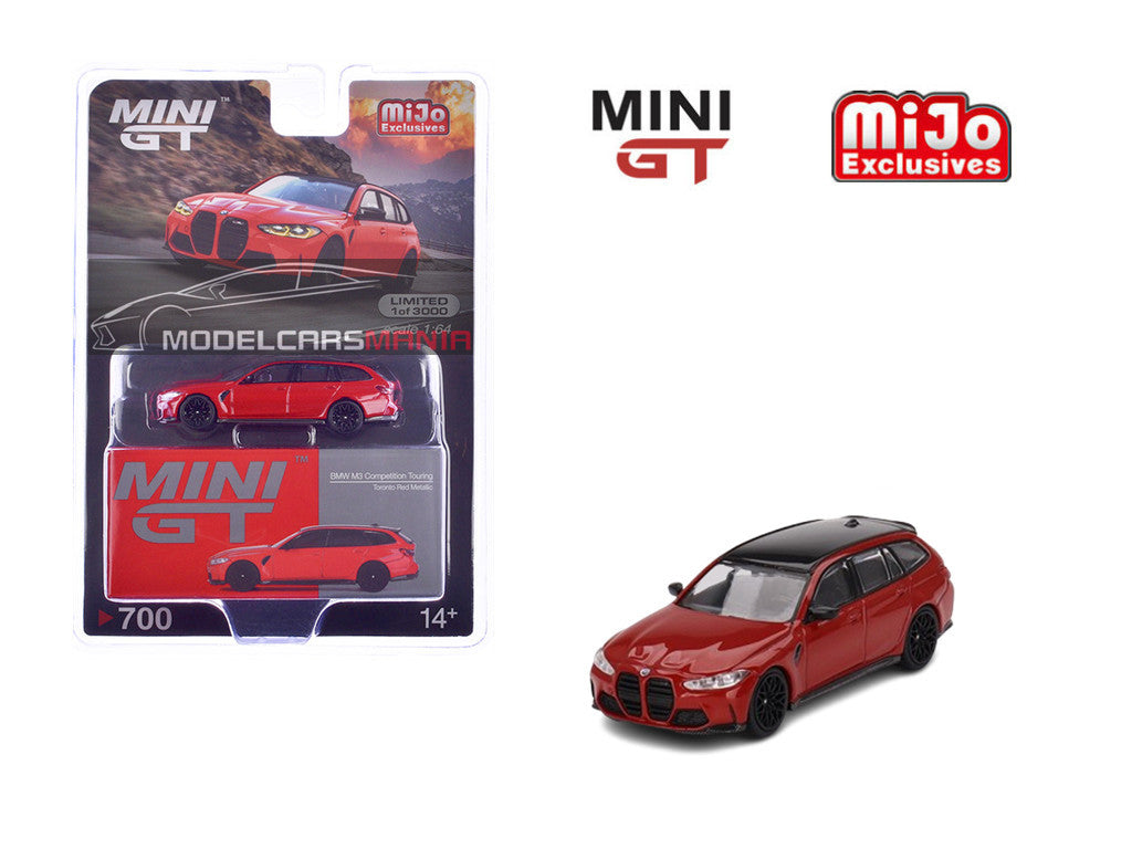 1:64 Mini GT #700 BMW M3 Competition Touring (G81) Toronto Red Metallic Limited Edition MGT00700