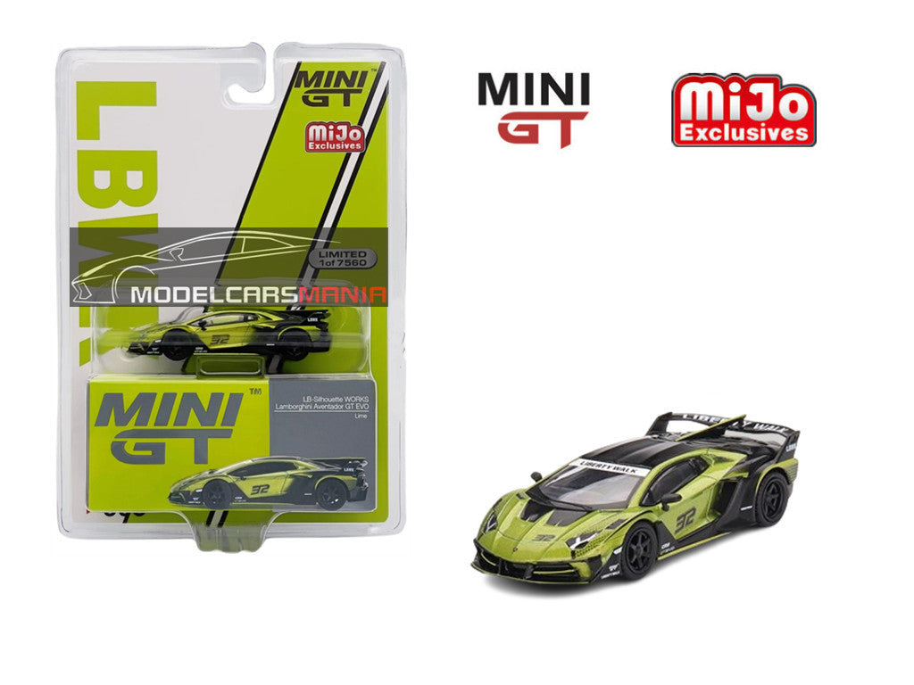 1:64 Mini GT #605 Lamborghini LB-Silhouette WORKS Aventador GT EVO – Lime Limited Edition mgt00605
