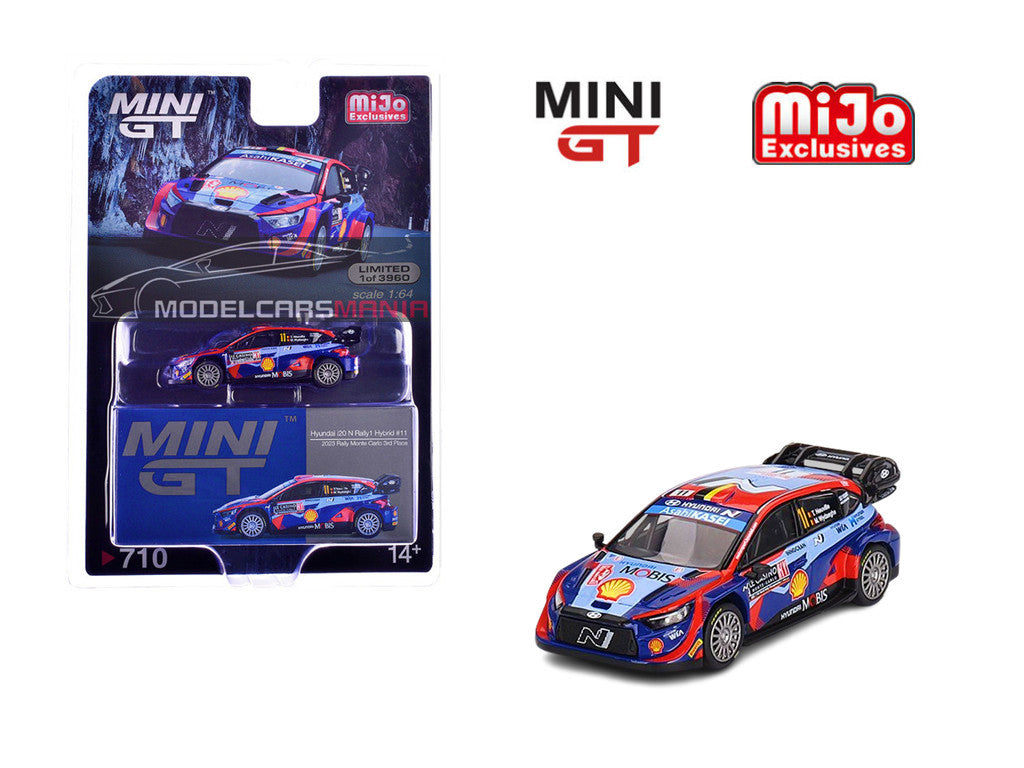 1/64 Mini GT #710 Hyundai i20 N Rally1 2023 Rally MonteCarlo 3rd Place #11 Limited Edition mgt00710