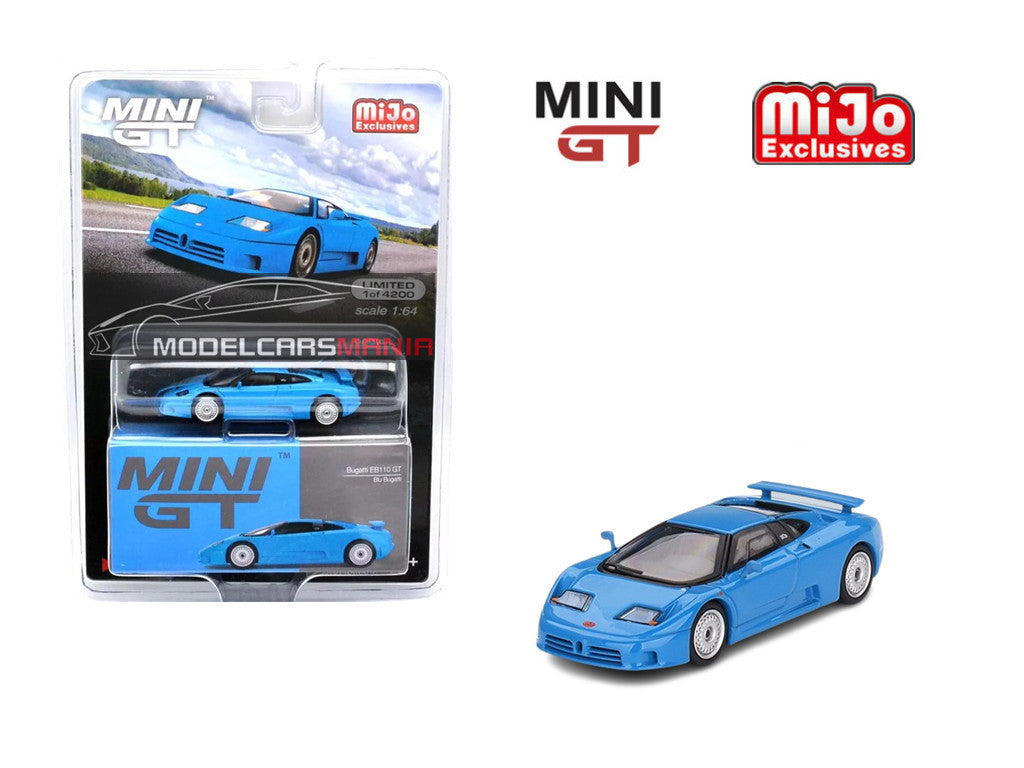 1:64 Mini GT #644 Bugatti EB110 GT – Blu Bugatti Limited Edition mgt00644