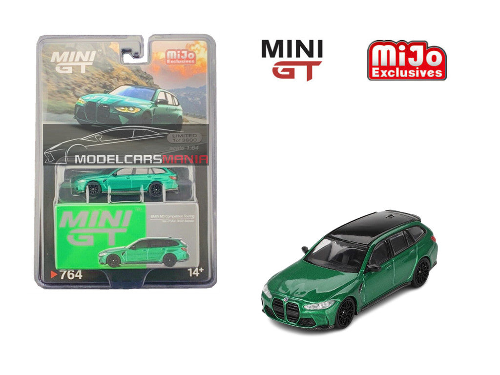 1/64 Mini GT #764 BMW M3 Competition Touring Isle of Man – Green Metallic Limited Edition mgt00764