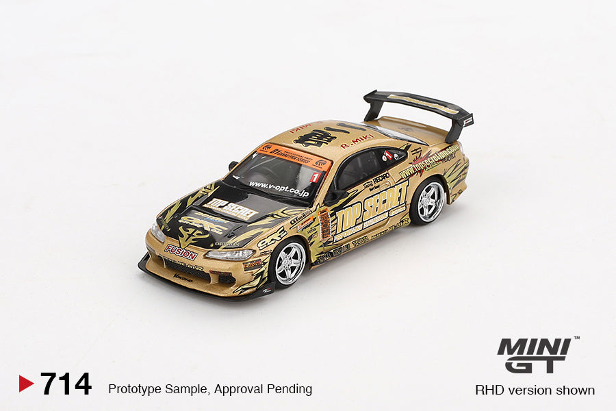 1:64 Mini GT #714 Nissan Silvia (S15) Top Secret D1GP- Gold Limited Edition MGT00714