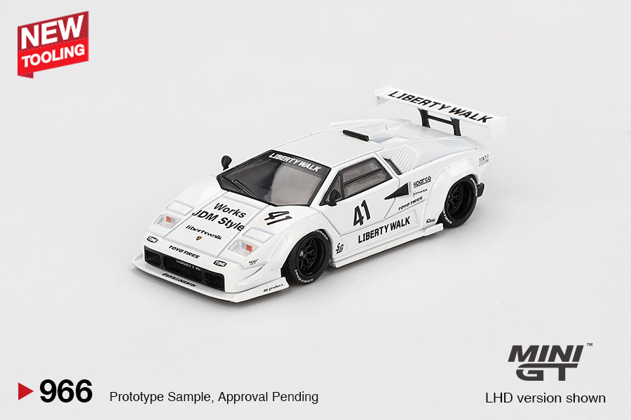 1/64 Mini GT #966 Lamborghini Countach LB-WORKS – White – 2024 Tokyo Auto Salon Limited Edition mgt00966