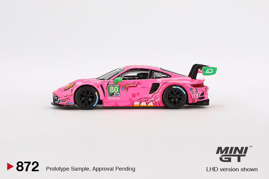 1:64 Mini GT#872 Porsche 911 GT3 R #80 AO Racing 2023 IMSA VIRginia Roxy Pink Limited Edition mgt00872