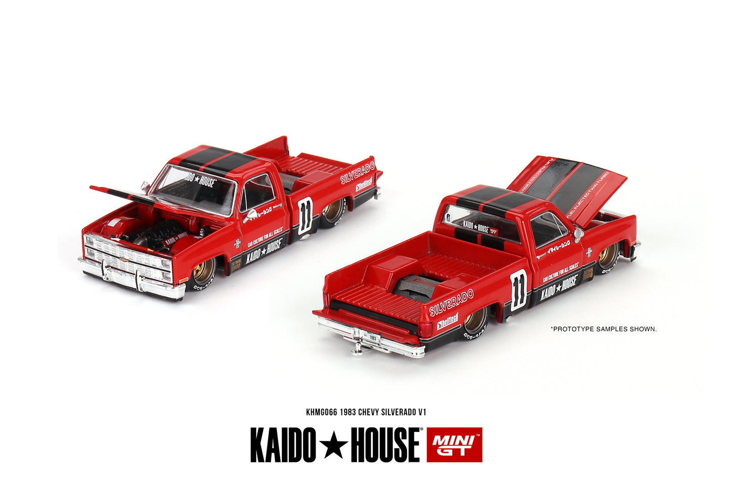 1/64 Kaido House x Mini GT Chevrolet Silverado 1983 KAIDO V1 - Red Limited Edition KHMG066 SEALED