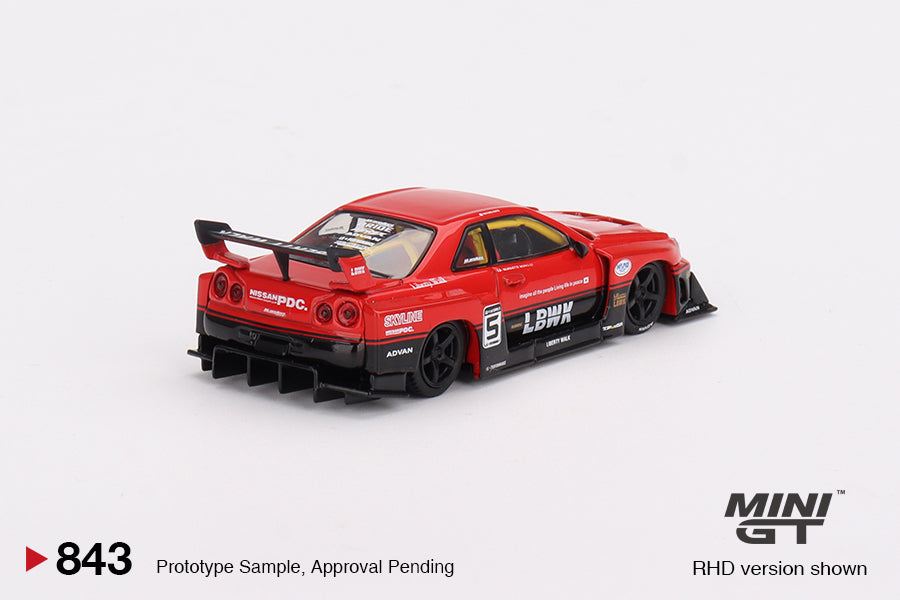 1/64 Mini GT #843 Nissan LB-ER34 Super Silhouette SKYLINE – Red/Black Limited Edition mgt00843