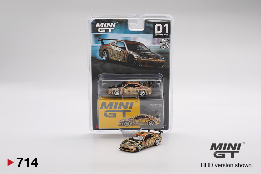 1:64 Mini GT #714 Nissan Silvia (S15) Top Secret D1GP- Gold Limited Edition MGT00714
