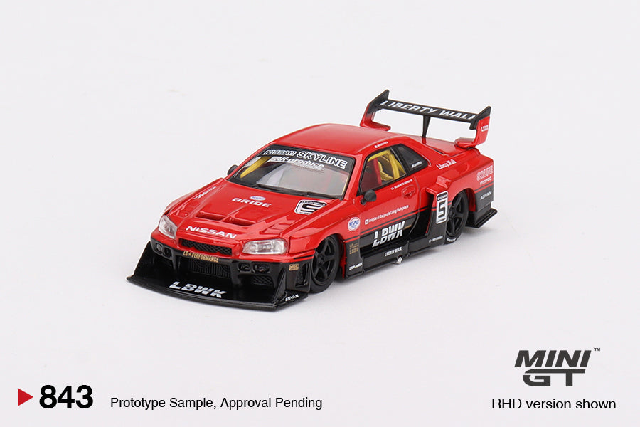 1/64 Mini GT #843 Nissan LB-ER34 Super Silhouette SKYLINE – Red/Black Limited Edition mgt00843