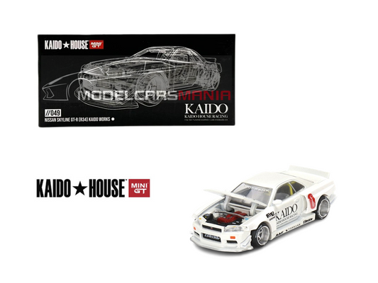 1/64 Kaido House x Mini GT Nissan Skyline GT-R (R34) Kaido Works V2 (White) Limited Edition KHMG049 SEALED