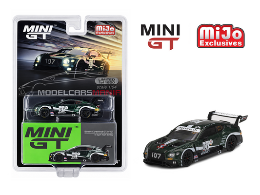 1:64 Mini GT #208 Bentley Continental GT3 #107 2019 Total 24 Hours of Spa - M-Sport Team Bentley Limited Edition MGT00208