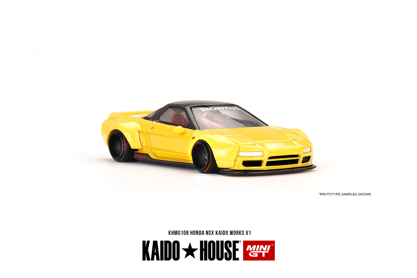 1/64 Kaido House x Mini GT Honda NSX Kaido WORKS V1 Yellow Limited Edition KHMG108 SEALED