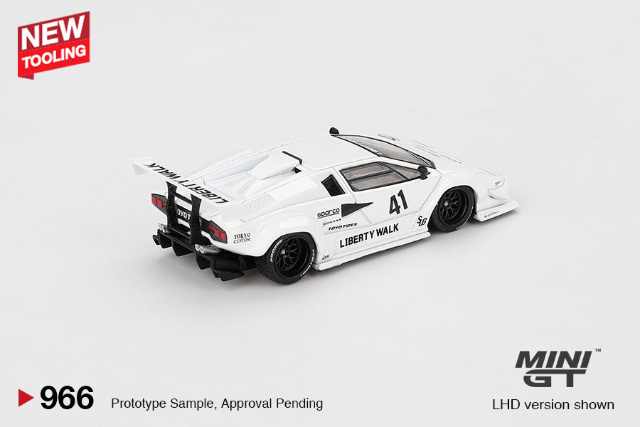 1/64 Mini GT #966 Lamborghini Countach LB-WORKS – White – 2024 Tokyo Auto Salon Limited Edition mgt00966