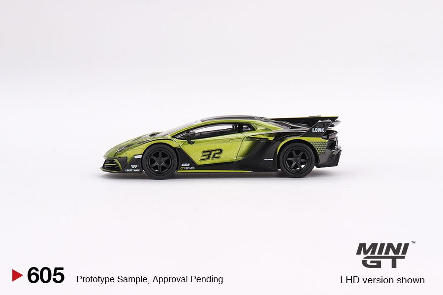 1:64 Mini GT #605 Lamborghini LB-Silhouette WORKS Aventador GT EVO – Lime Limited Edition mgt00605