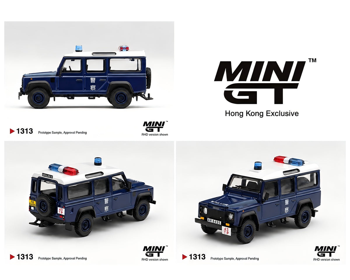 Pre-Order | 1:64 Mini GT #1313 Land Rover Defender 110 Royal HK Police Tai Po District – Blue – Hong Kong Exclusive Limited Edition MGT01313