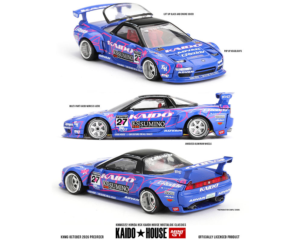 Pre-Order | 1:64 Kaido House x Mini GT Honda NSX Kaido House Nostalgic Classics – Blue Limited Edition KHMG322