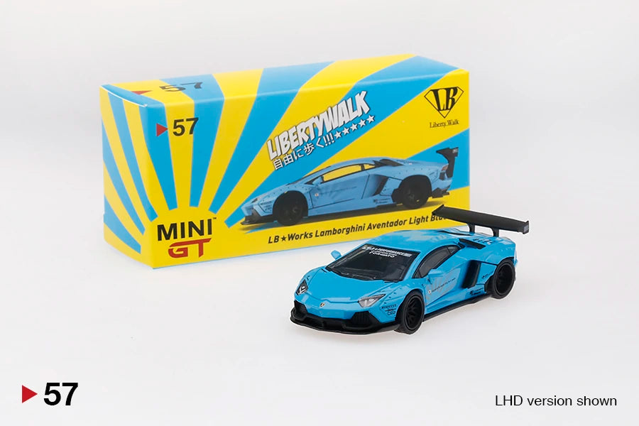 1:64 Mini GT #57 LB★WORKS Lamborghini Aventador Light Blue Limited Edition MGT00057