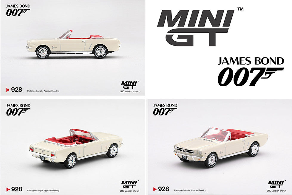 Pre-Order | 1:64 Mini GT #928 James Bond 007 1964 Ford Mustang Convertible “Goldfinger” English Packaging Limited Edition MGT00928-007E