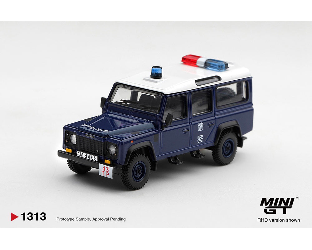 Pre-Order | 1:64 Mini GT #1313 Land Rover Defender 110 Royal HK Police Tai Po District – Blue – Hong Kong Exclusive Limited Edition MGT01313
