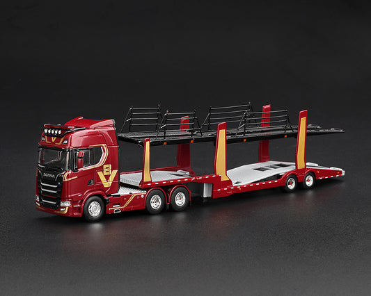Pre-Order | 1:64 Mini GT #1350 Scania 770S A6x4NA Car Transporter V8 50th Anniversary Red MGT01350
