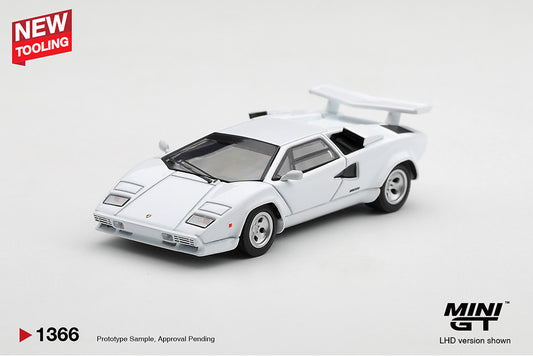 Pre-Order | 1:64 Mini GT #1366 Lamborghini Countach LP500S White Limited Edition MGT01366