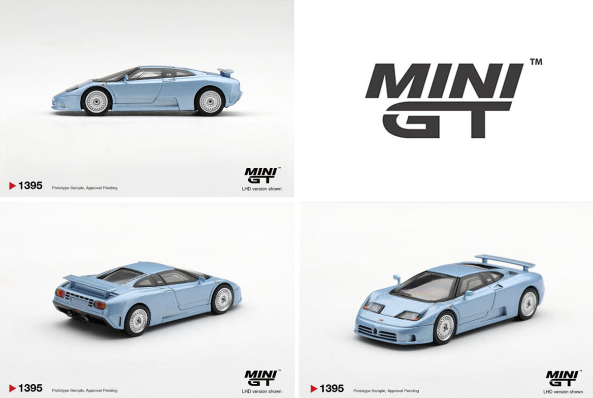 Pre-Order | 1:64 Mini GT #1395 Bugatti EB110 GT Azzurro Metallizzato Mondial de l’Automobile 1992 Limited Edition MGT01395