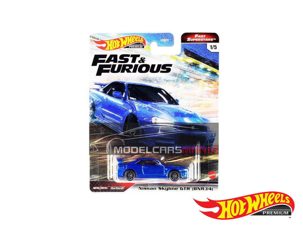 1:64 Hot Wheels Nissan Skyline GTR BNR34 Fast & Furious M Case 2021 Fast Superstars GBW75-956M