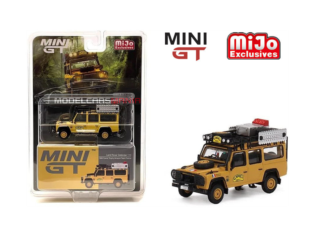 1:64 Mini GT #463 Land Rover Defender 110 1989 Camel Trophy Amazon Team France Limited Edition MGT00463