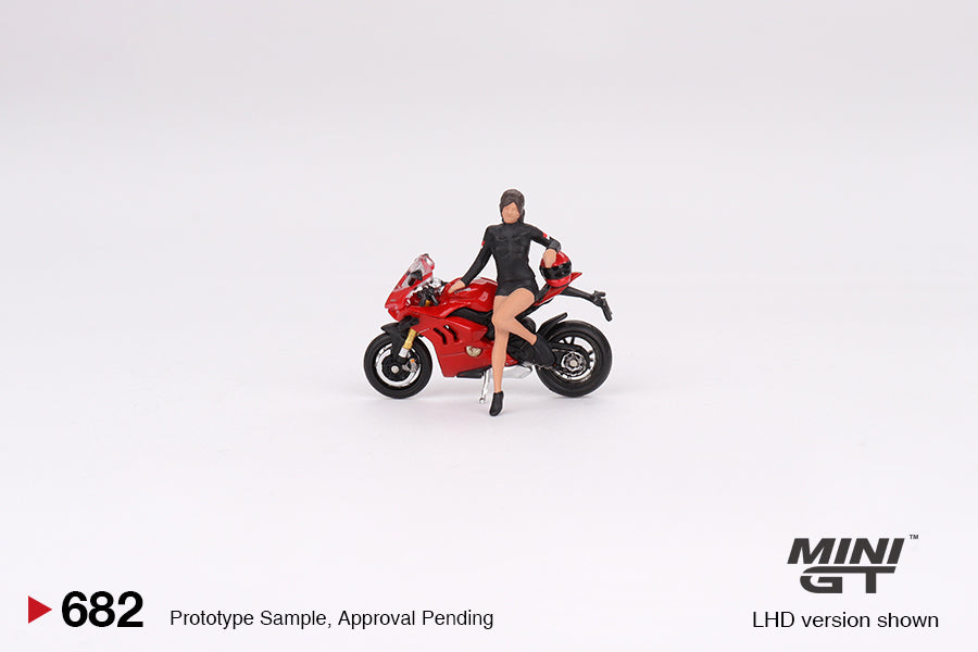 1/64 Mini GT #682 Ducati Panigale V4 S w/ Ducati Girl Figure Limited Edition mgt00682