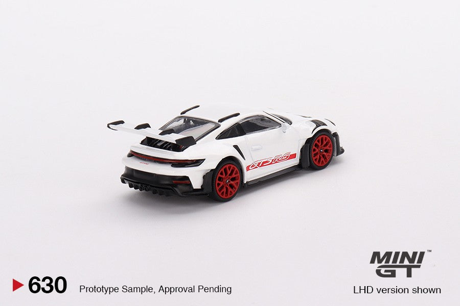 1/64 MINI GT #630 Porsche 911 (992) GT3 RS – White with Pyro Red Accent Package Limited Edition mgt00630