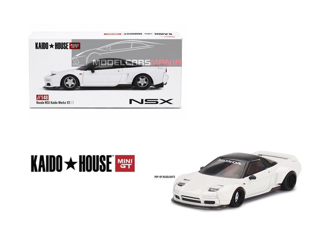 1/64 Kaido House x Mini GT Honda NSX (NA1) Kaido WORKS V2 – White Limited Edition KHMG148 SEALED