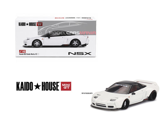 1/64 Kaido House x Mini GT Honda NSX (NA1) Kaido WORKS V2 – White Limited Edition KHMG148 SEALED