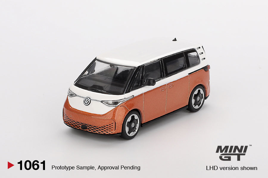 1:64 Mini GT #1061 Volkswagen ID.Buzz Candy White / Energetic Orange Limited Edition mgt01061