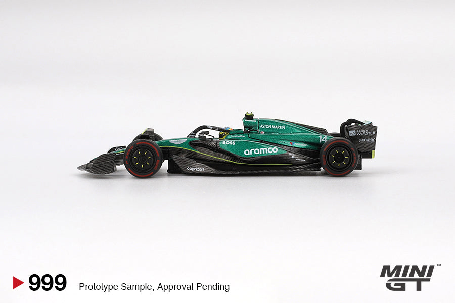 1:64 Mini GT #999 Aston Martin AMR24 #14 Fernando Alonso 2024 F1 2024 Bahrain GP Limited Edition MGT00999