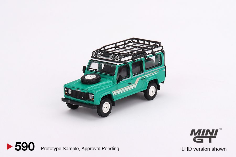 1:64 Mini GT #590 Land Rover Defender 110 Station Wagon – Trident Green Limited Edition mgt00590