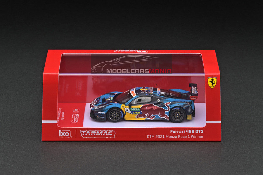 1:64 Tarmac Works Ferrari 488 GT3 DTM 2021 Monza Race 1 Winner Liam Lawson Red Bull Limited Edition T64-072-21DTM30