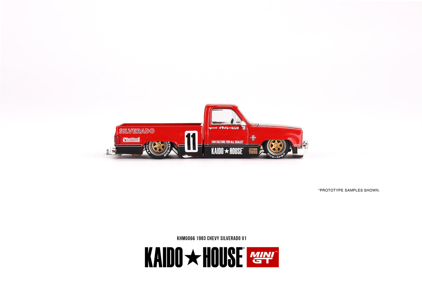 1/64 Kaido House x Mini GT Chevrolet Silverado 1983 KAIDO V1 - Red Limited Edition KHMG066 SEALED